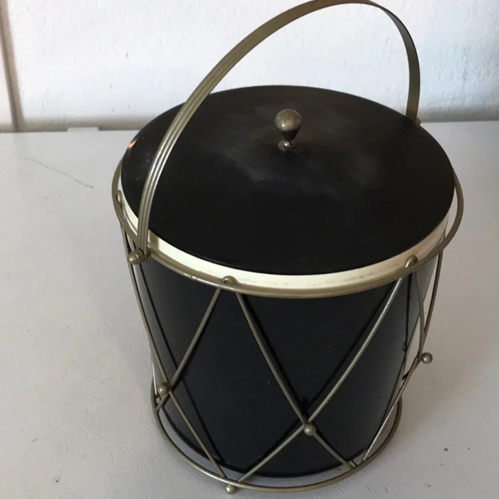 Thermos Insulated Ice Tub Mid Century Modern Ice Bucket Removable Holder